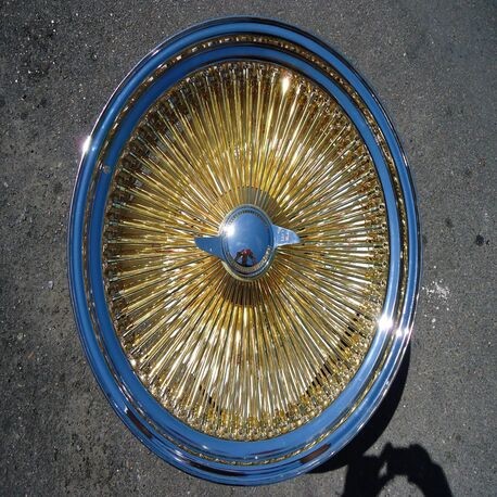 Impala 18″ Standard 24kt GOLD & Chrome 100 Spoke True knockoff Wire Wheels